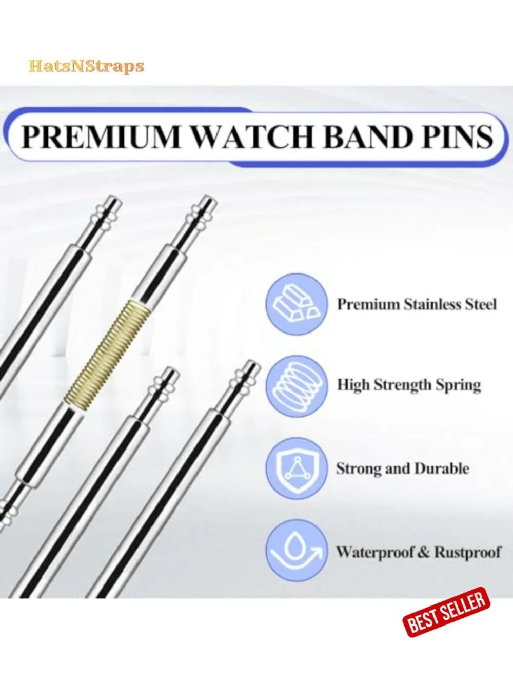 Watch Band Pins Kit with Spring Bars & Tools, Stainless Steel Repair Set